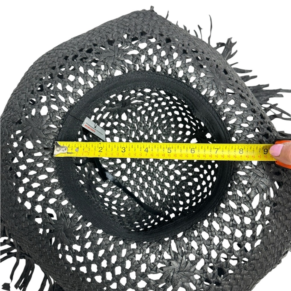 NEW Free People Black Woven Raffia Straw Beach Hat - Picture 5 of 9
